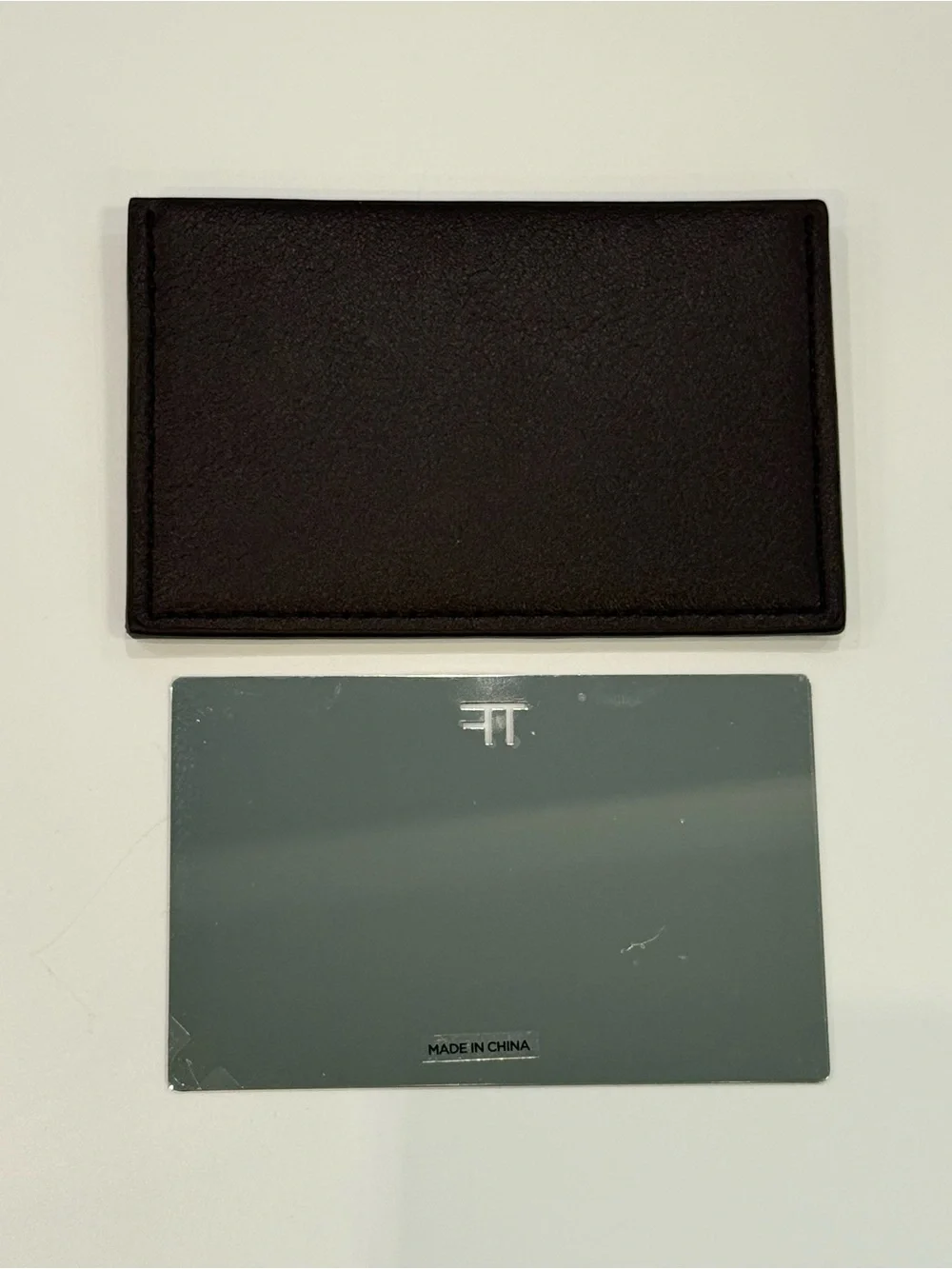 TOM FORD Pocket Mirror With Brown Card Case & Black Velvet Drawstring Pouch NIB